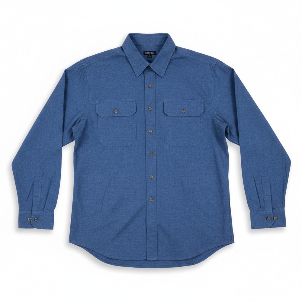 George Long‎ Sleeve Pigment Dye Shirt Bays Blue GM32114B, Men's 2XL 50-52 NWT